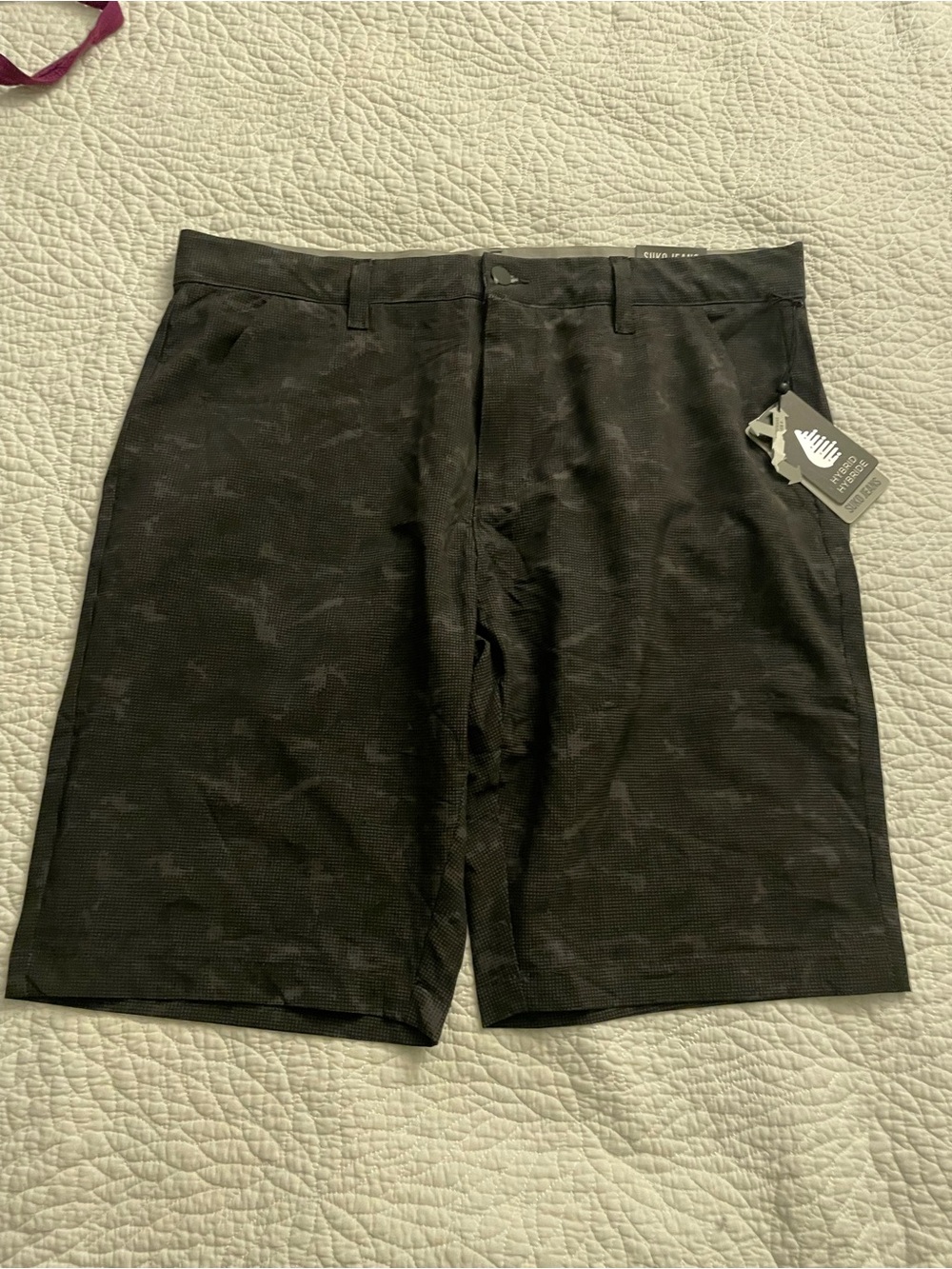 Men's Flat Front Black Camo Shorts